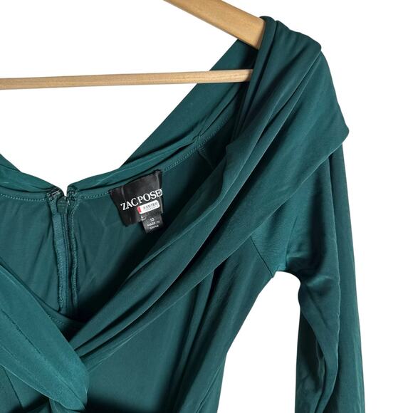 Zac Posen Emerald Green Off Shoulder Cocktail Maxi Formal Gown 10 - Picture 9 of 16